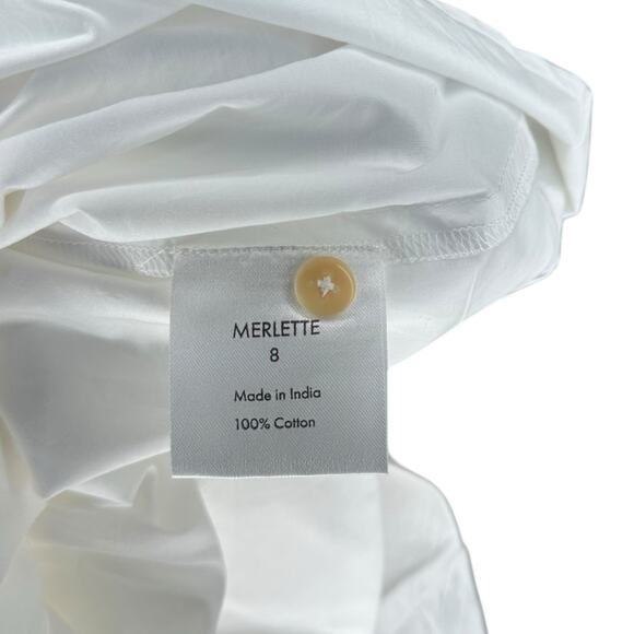 MERLETTE Orient White Long Sleeve Gathered Button Down Shirt Women's Size 8 NWT - Picture 6 of 12
